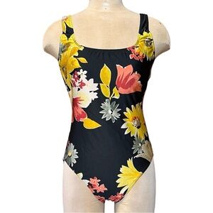 Vintage Swimsuit Floral One Piece Sun Streak Newport News 10 12